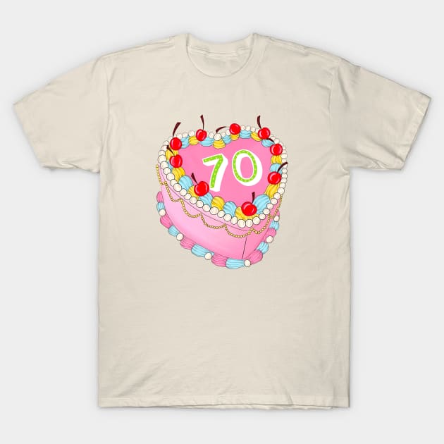 70th Birthday cake T-Shirt by Poppy and Mabel